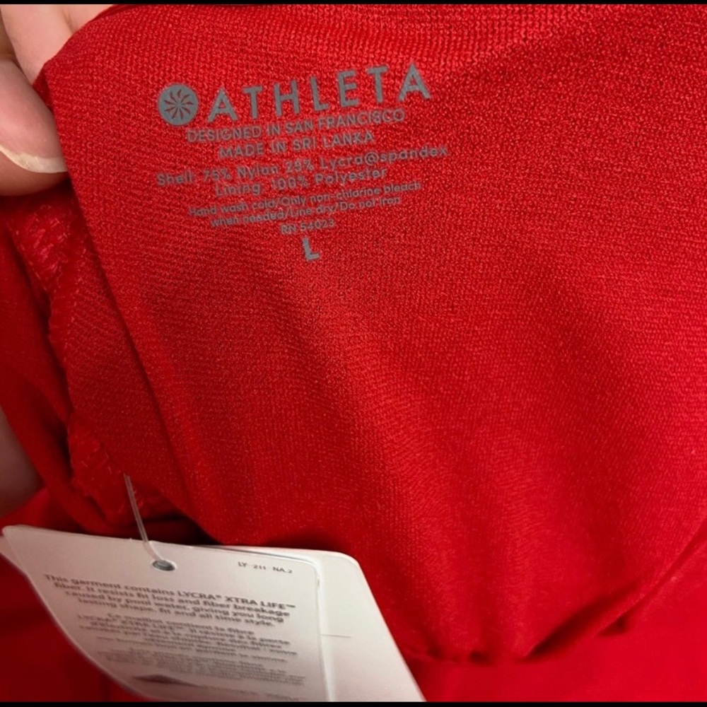 NWT Athleta Loop Back One Piece Kihei Red- Sz: L - Picture 6 of 10